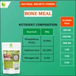 Bone meal composition chart with NPK ratio