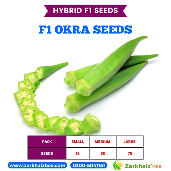ZarkhaizBee Okra Hybrid Seeds Pack Sizes and Seed Count Table