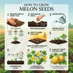 ZarkhaizBee organic melon seeds displayed in three pack sizes: Small (8 seeds, Rs.49), Medium (20 seeds, Rs.99), and Large (40 seeds, Rs.149) with product information and green branding"